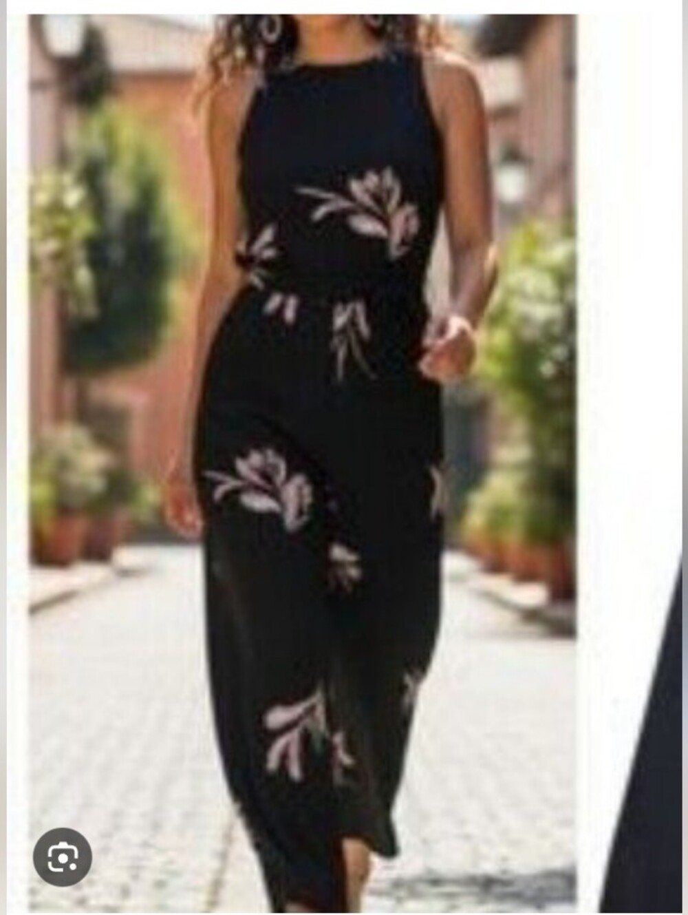 a new day Black Sleeveless Wide-Leg Floral Jumpsuit with Blush Accents